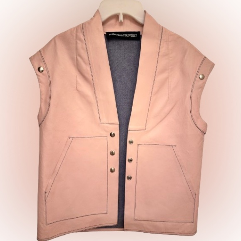 collection Privēe Italian Sheepskin Leather Vest In Blush